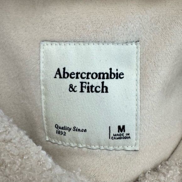 Abercrombie & Fitch Sherpa Shirt Jacket Size M in Cream - Picture 8 of 9